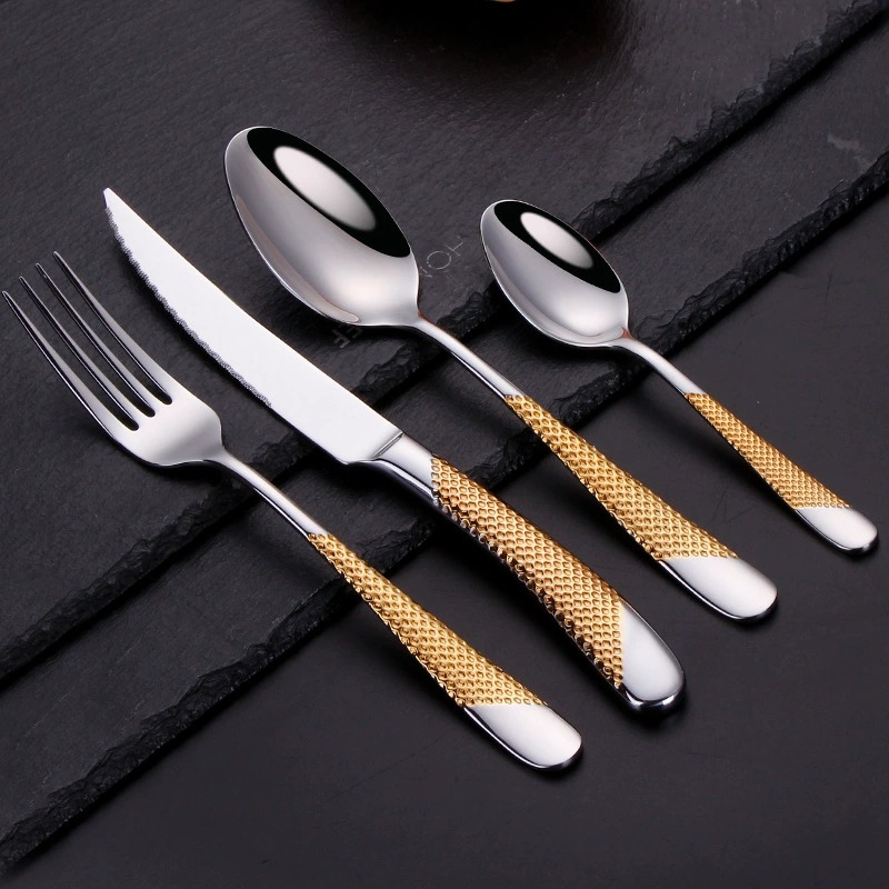 4Pcs Star Diamond 410 Stainless Steel Steak Cutlery Set, Creative Western Dinner Knife Fork Spoon - Image 2