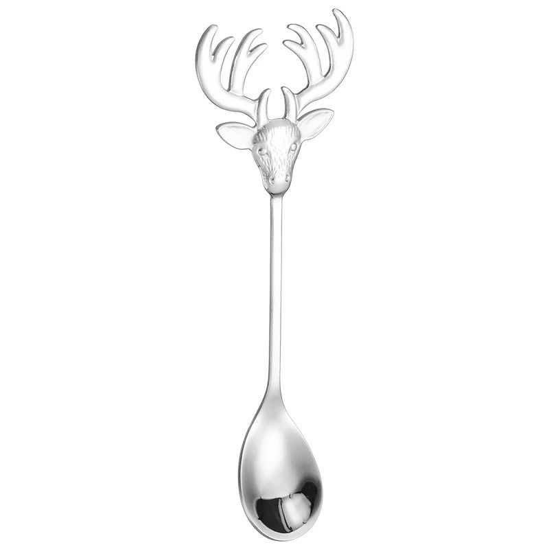 Gold Long Handle Bar Stirring Spoon, European 304 Stainless Steel Deer Head Spoon Fork - Image 6