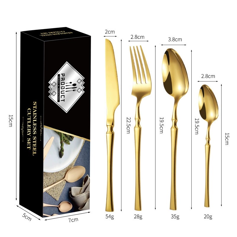 24Pcs Slim Waist Stainless Steel Steak Cutlery Gift Set, Creative Western Knife Fork Spoon for Hotelv - Image 4