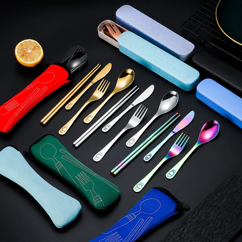 304 Stainless Steel Cartoon Rabbit Kids Tableware Set, Child Dinner Spoon Fork Knife for Soup & Meals - Image 2