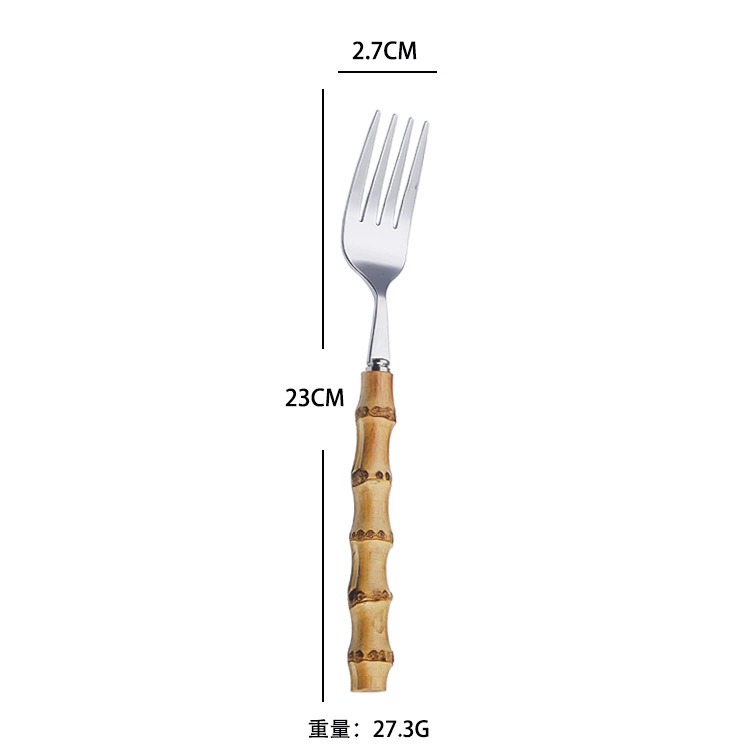 Bamboo Joint Handle Stainless Steel Western Cutlery Gift Set, Steak Knives Forks, Cake & Dessert Spoons - Image 4