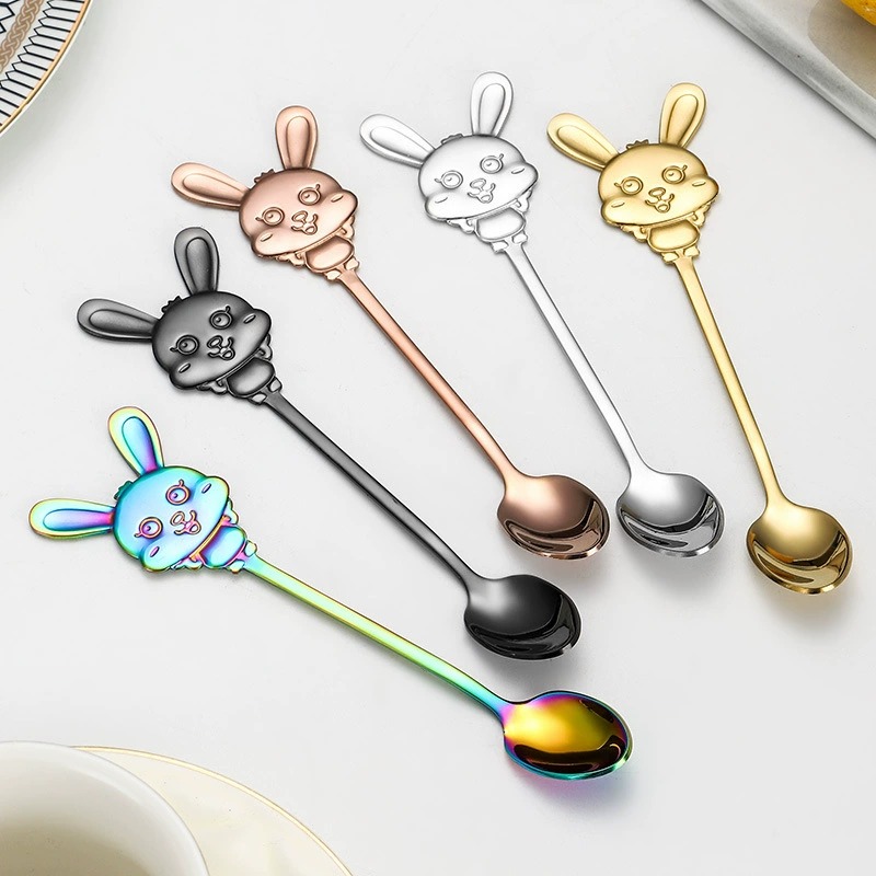 Ins Cute Rabbit Stainless Steel Fruit Dessert Fork, Creative Kids Spoon Fruit Picks for Home - Image 2