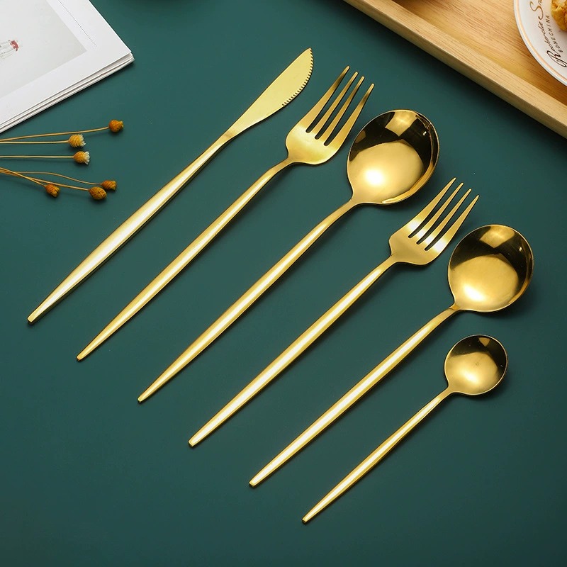 4Pcs Black Gold Titanium Coated 304 Stainless Steel Portugal Steak Cutlery Set, Western Knife Fork Spoon - Image 5