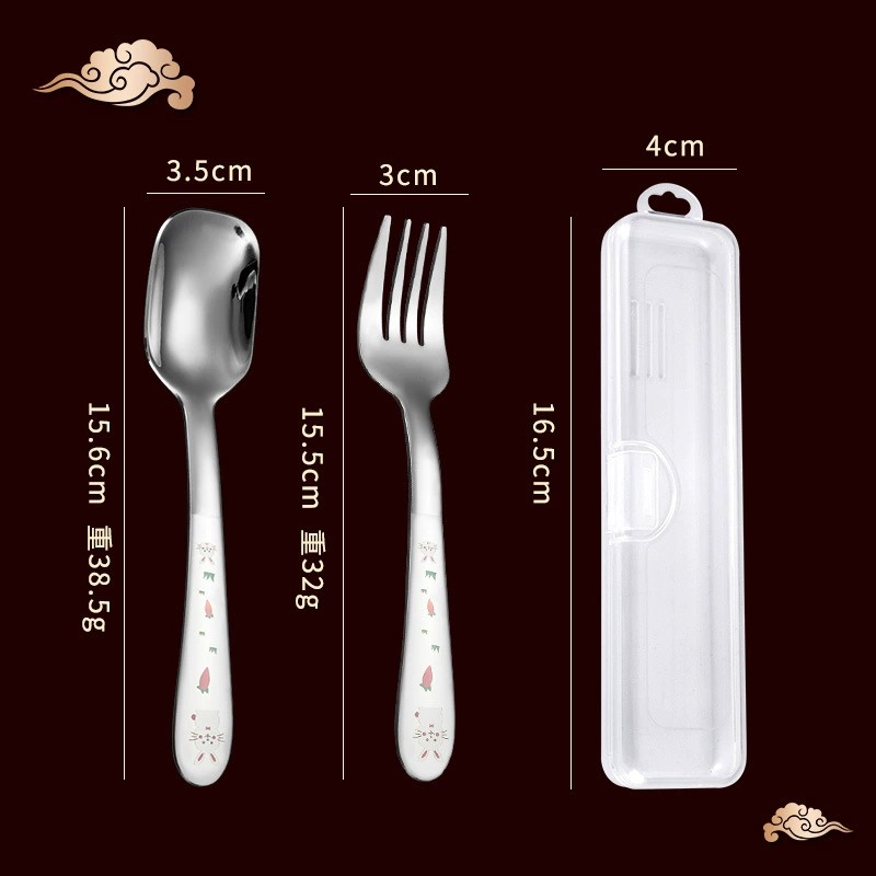 304 Stainless Steel Kids Cutlery Set, Baby Spoons & Children Forks, Integrated Flat Head Soup Spoons and Forks - Image 4