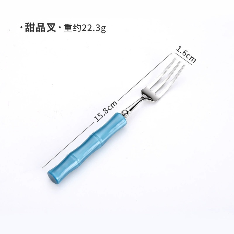 Stainless Steel Bamboo Joint Cutlery Set, Elegant Steak Knives & Forks, Milk Tea Stirring Spoons, Portable Dessert Spoons and Forks - Image 5