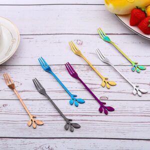 Creative Leaf Stainless Steel Long Handle Spoon Fork, Japanese Viral Coffee Ice Cream Dessert Stirring Spoon