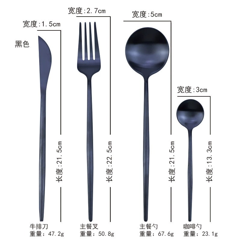 4Pcs Satin Polish Portugal Stainless Steel Steak Tableware Set, Home Western Knife Fork Spoon with Plate - Image 5