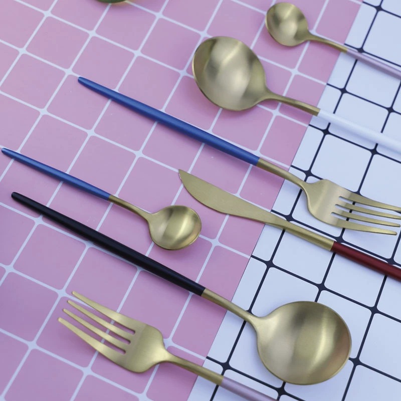 Satin Polish Portugal Stainless Steel Single Tableware, Gold Coated Steak Cutlery Tea Spoon for Home Western Dining - Image 5