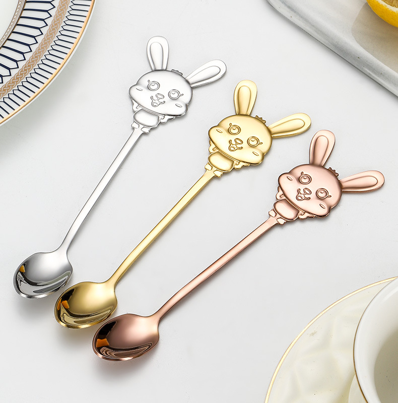 Ins Cute Rabbit Stainless Steel Fruit Dessert Fork, Creative Kids Spoon Fruit Picks for Home - Image 12