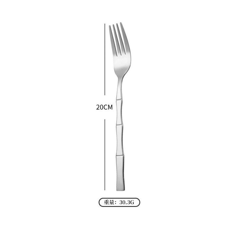 Creative Bamboo Joint Handle Gold Plated Stainless Steel Western Cutlery Set, Steak Knives Forks, Soup Spoons & Dessert Spoon Forks - Image 6