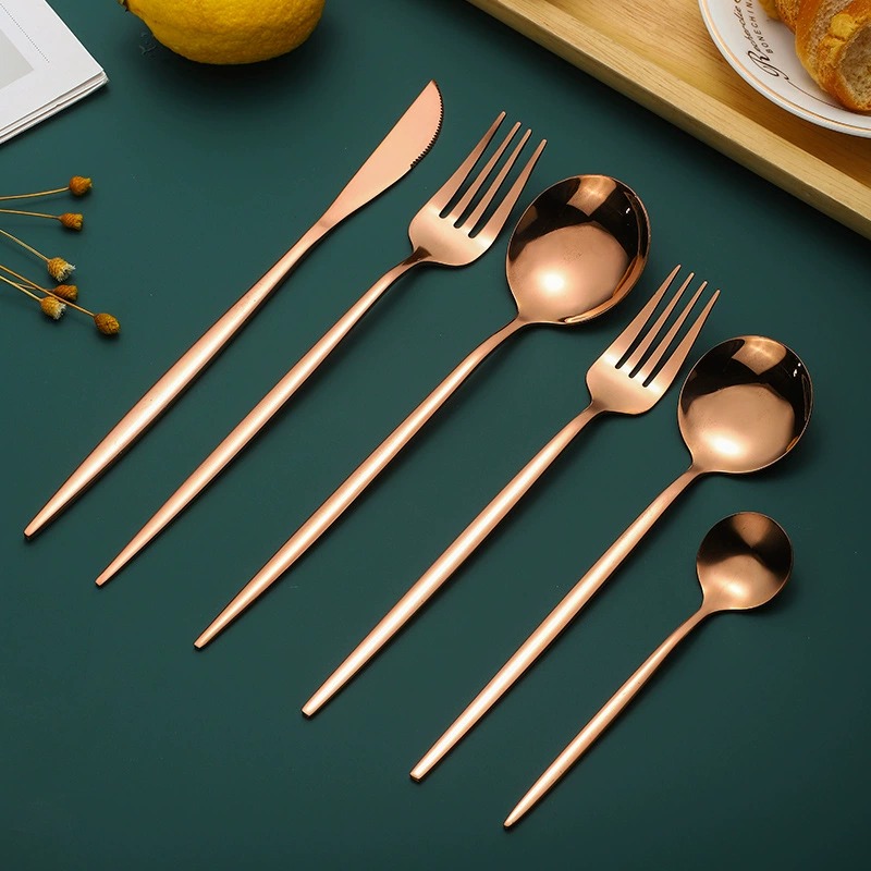 4Pcs Black Gold Titanium Coated 304 Stainless Steel Portugal Steak Cutlery Set, Western Knife Fork Spoon - Image 4