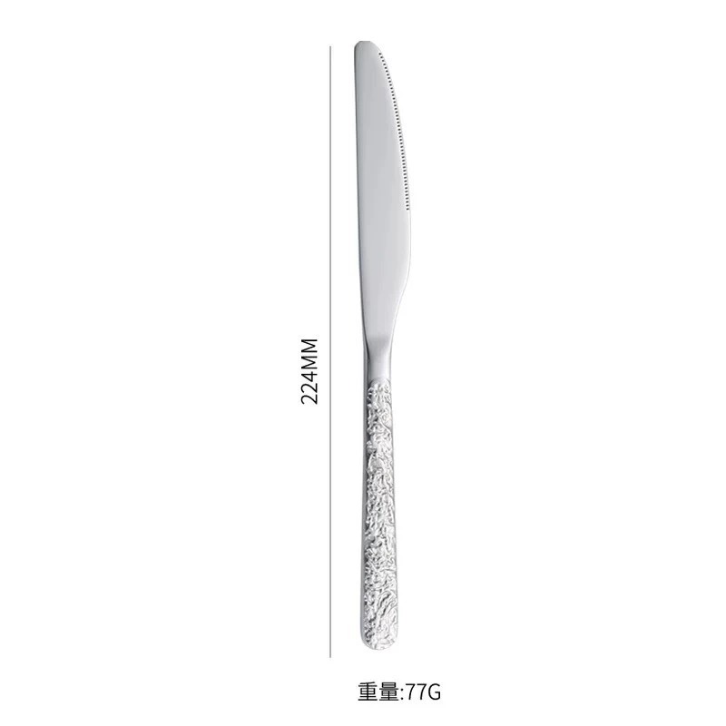 Stone Pattern 430 Stainless Steel Cutlery, Decorative Knife Fork Spoon for Home Hotel Western Dining - Image 7
