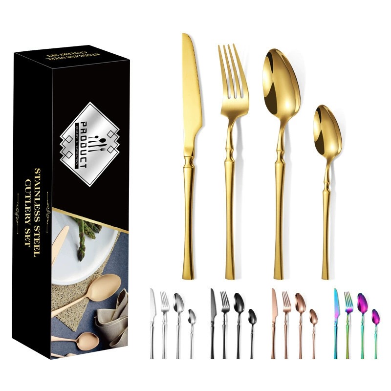 24Pcs Slim Waist Stainless Steel Steak Cutlery Gift Set, Creative Western Knife Fork Spoon for Hotelv - Image 6