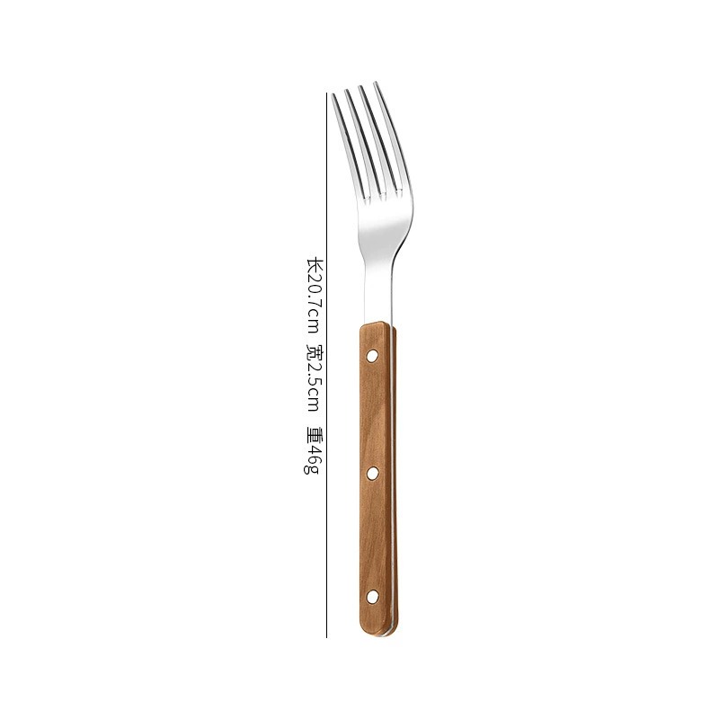 430 Stainless Steel Tableware with ABS Wood Grain Grip Handles, Elegant French Style Cutlery Set, Spoons, Forks, Dessert Spoons & Butter Knives - Image 6