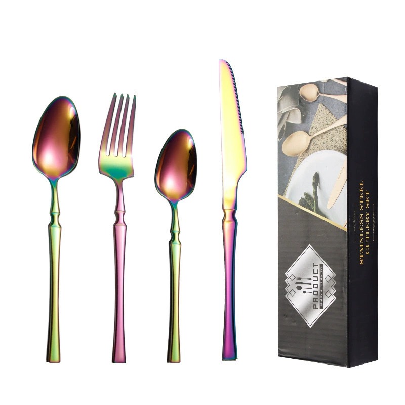 24Pcs Slim Waist Stainless Steel Steak Cutlery Gift Set, Creative Western Knife Fork Spoon for Hotelv - Image 3