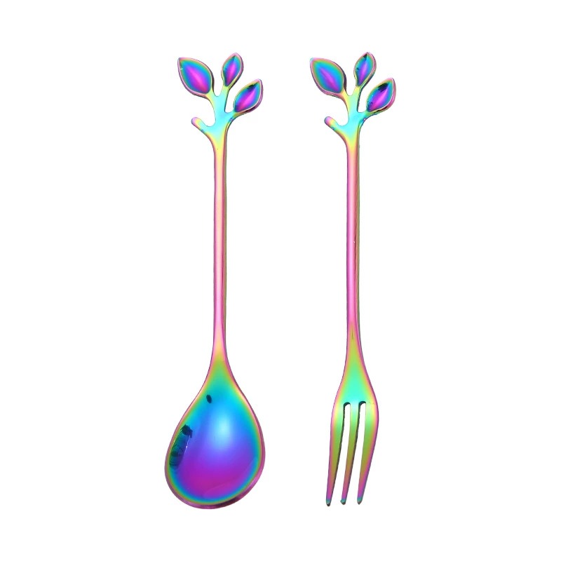 Leaf Branch Stainless Steel Coffee Honey Spoon Fruit Fork, Creative Wedding Souvenir Gift Utensils - Image 5