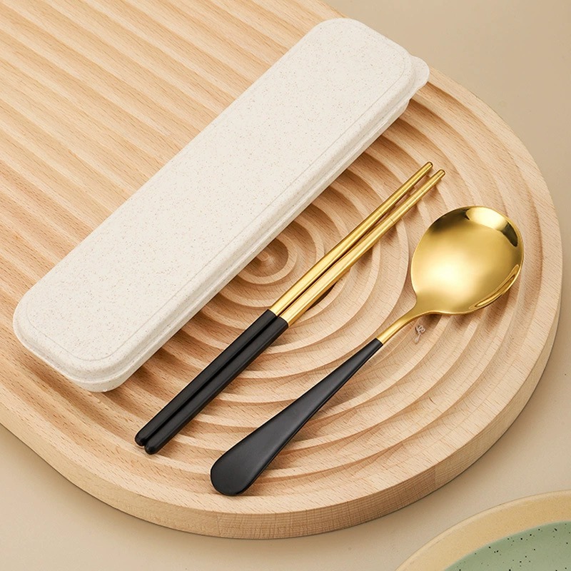 2Pcs Viral 304 Stainless Steel Spoon Chopstick Set, Portable Essential Cutlery for Travel Home Use - Image 3