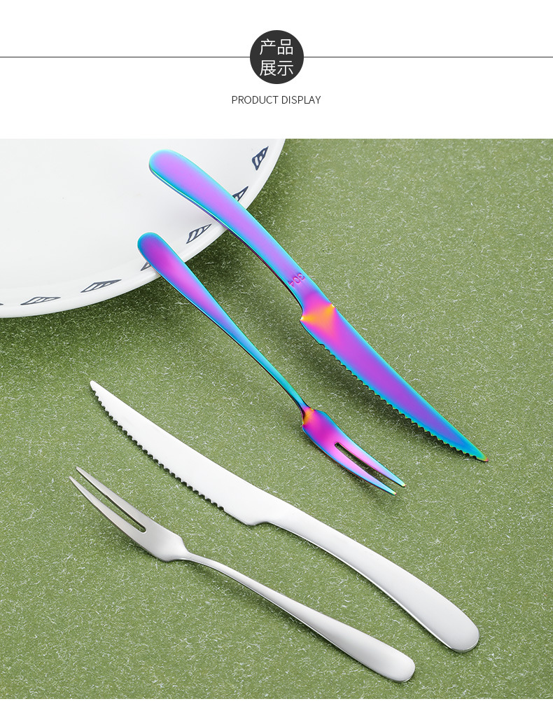 Gold Stainless Steel Mooncake Knife 2-Tine Fruit Dessert Fork - Image 7