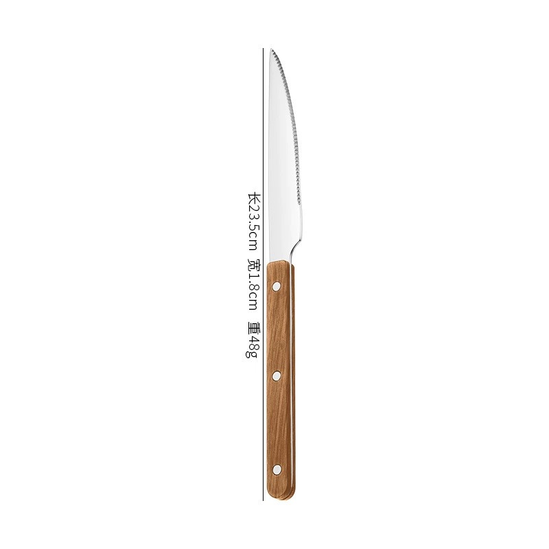430 Stainless Steel Tableware with ABS Wood Grain Grip Handles, Elegant French Style Cutlery Set, Spoons, Forks, Dessert Spoons & Butter Knives - Image 5
