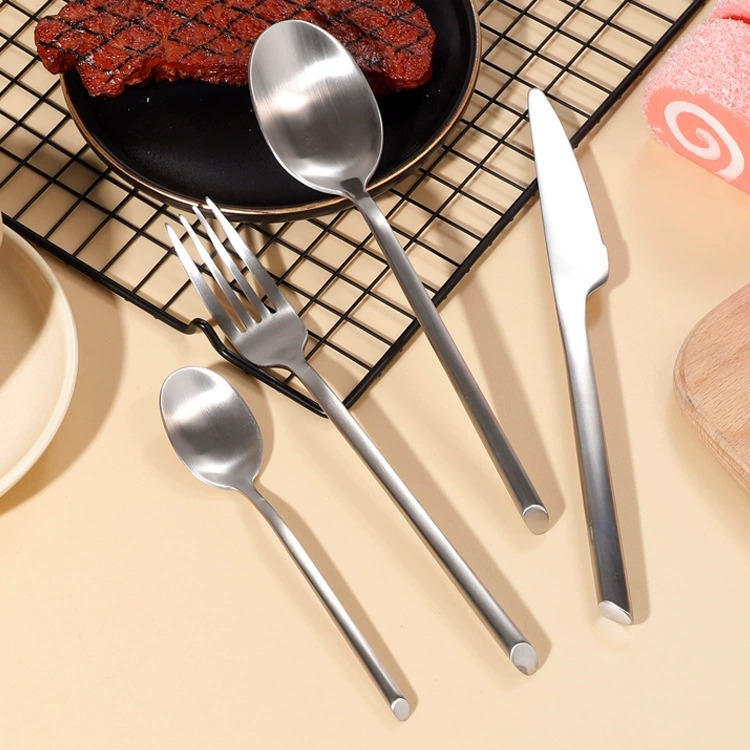 Satin Finish 304 Stainless Steel Steak Knife Fork Spoon Set, Creative Home Western Dessert Cutlery - Image 4