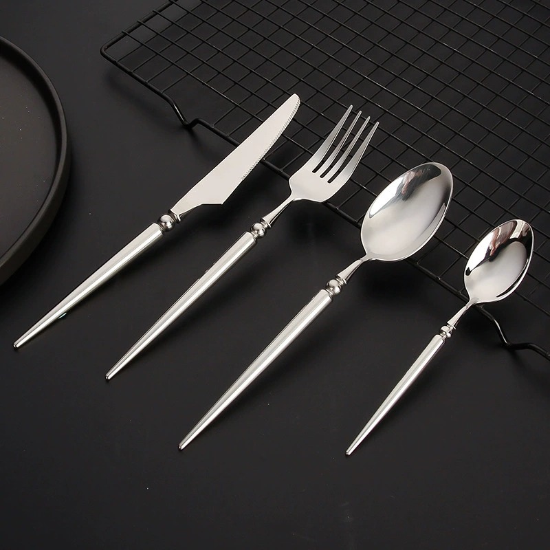 304 Stainless Steel Dinner Cutlery Set, Steak Knives, Forks & Dessert Spoons, Commercial Light Food Tableware Wholesale