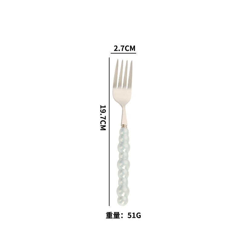 New Arrival 304 Stainless Steel Pearl Series Cutlery Set, Elegant Knives Forks Spoons, Household Ceramic Pearl Soup Spoons - Image 8