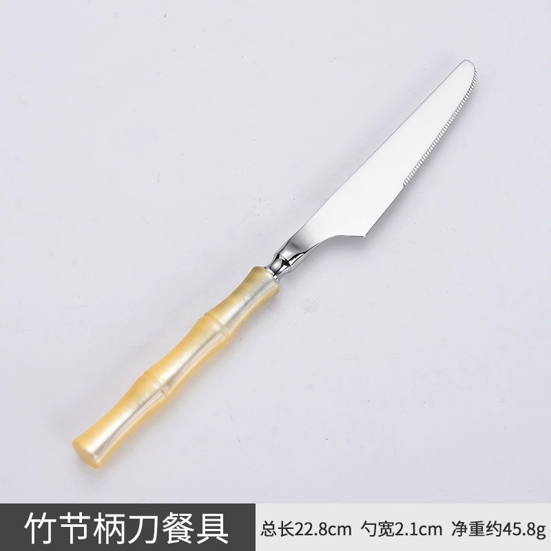 Acrylic Creative Bamboo Joint 304 Stainless Steel Cutlery Set, Household Dessert Spoons, Honey Stirring Spoons, Pasta Forks, Mooncake Knives & Forks - Image 2