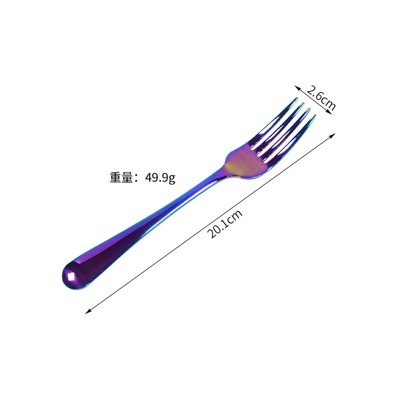 1010 Stainless Steel Cutlery Set, Iridescent Western Steak Knives, Forks & Spoons, Thickened Household Tableware - Image 6