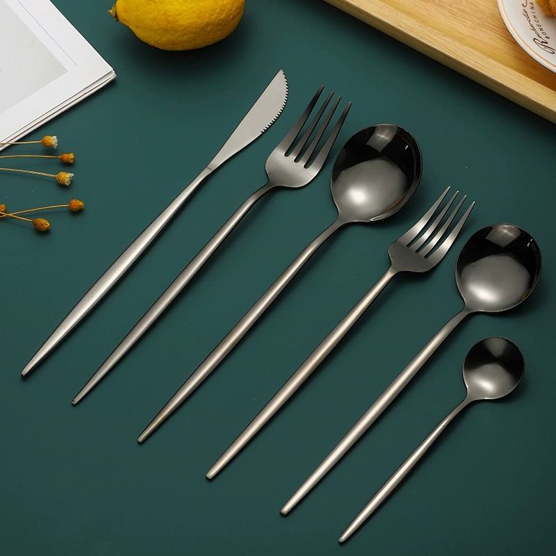 4Pcs Black Gold Titanium Coated 304 Stainless Steel Portugal Steak Cutlery Set, Western Knife Fork Spoon - Image 2