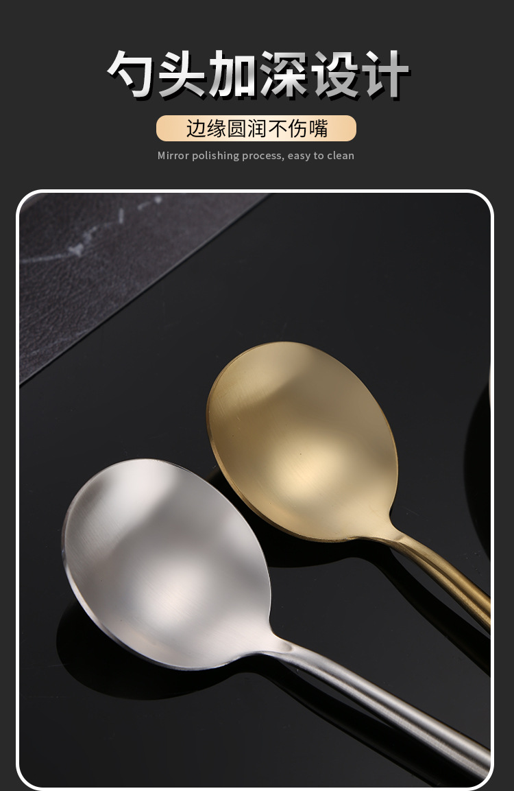 304 Stainless Steel Spoons with Heat-Resistant Hollow Handles, Korean Long Handle Soup Spoons, Clay Pot Rice Spoons, Steak Knives and Forks - Image 6