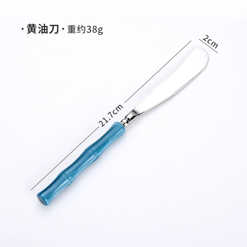 Stainless Steel Bamboo Joint Cutlery Set, Elegant Steak Knives & Forks, Milk Tea Stirring Spoons, Portable Dessert Spoons and Forks - Image 8