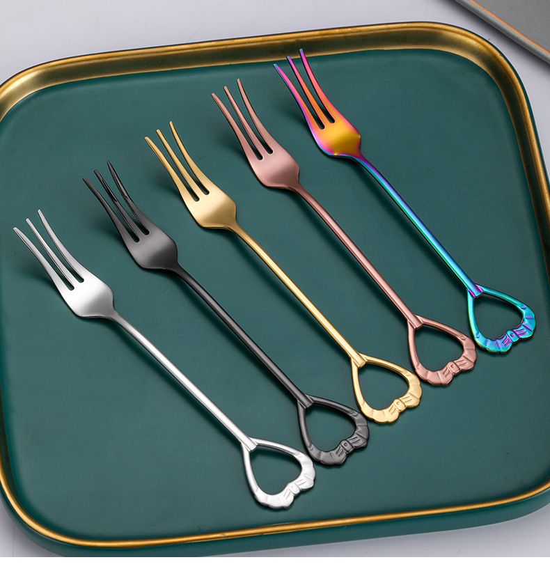 304 Stainless Steel Shell Coffee Dessert Spoon Fork, Creative Fruit Cutlery for Wedding Souvenir Gifts - Image 4