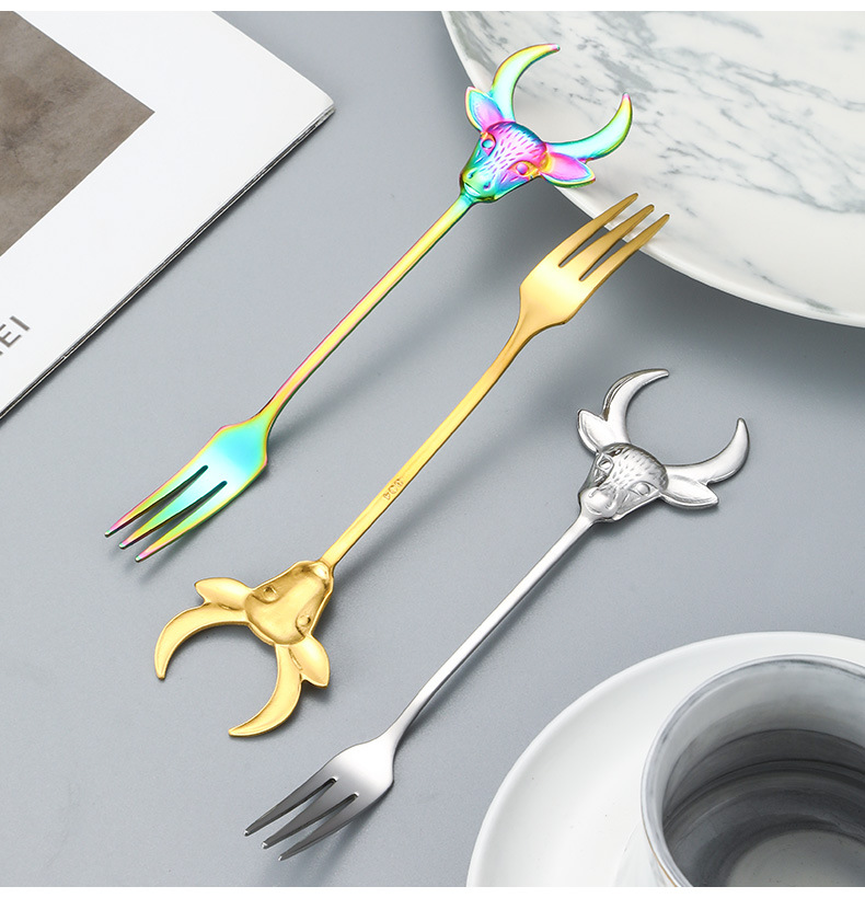 Wholesale Cartoon Cow Head Stainless Steel Stir Spoon, Coffee Milk Powder Spoon for Gift Giveaways - Image 8