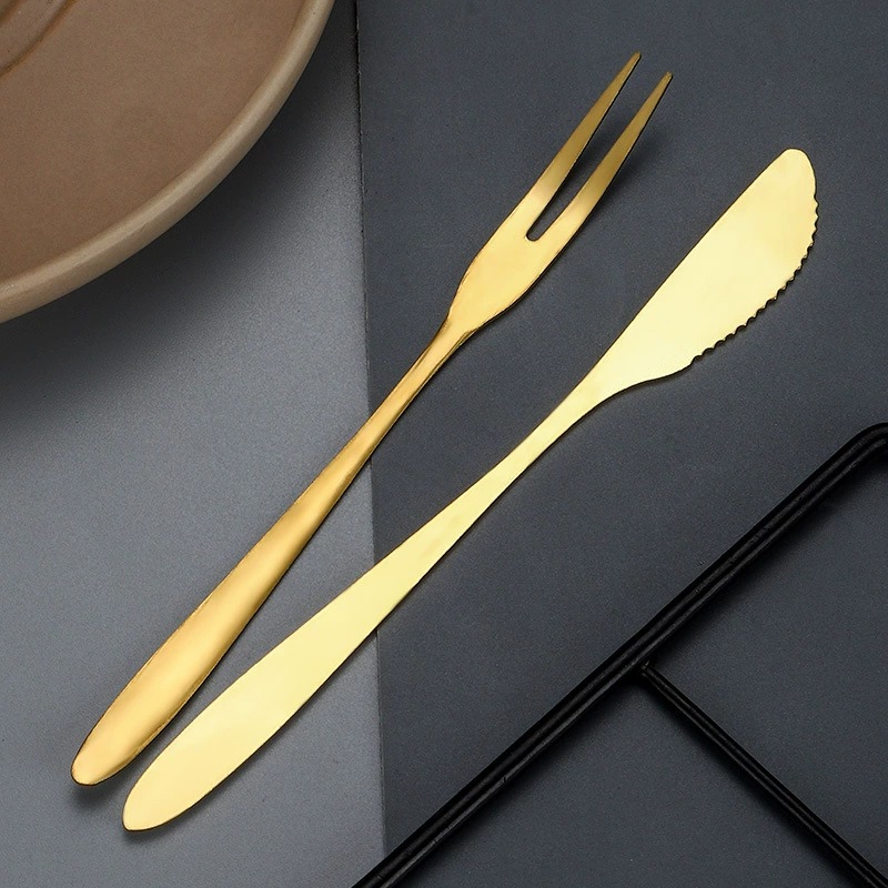 Stainless Steel Mooncake Knife and Fork Set, Creative Dessert & Cake Forks, Household 2-Tine Forks, Pointed Tail Fruit Forks - Image 2