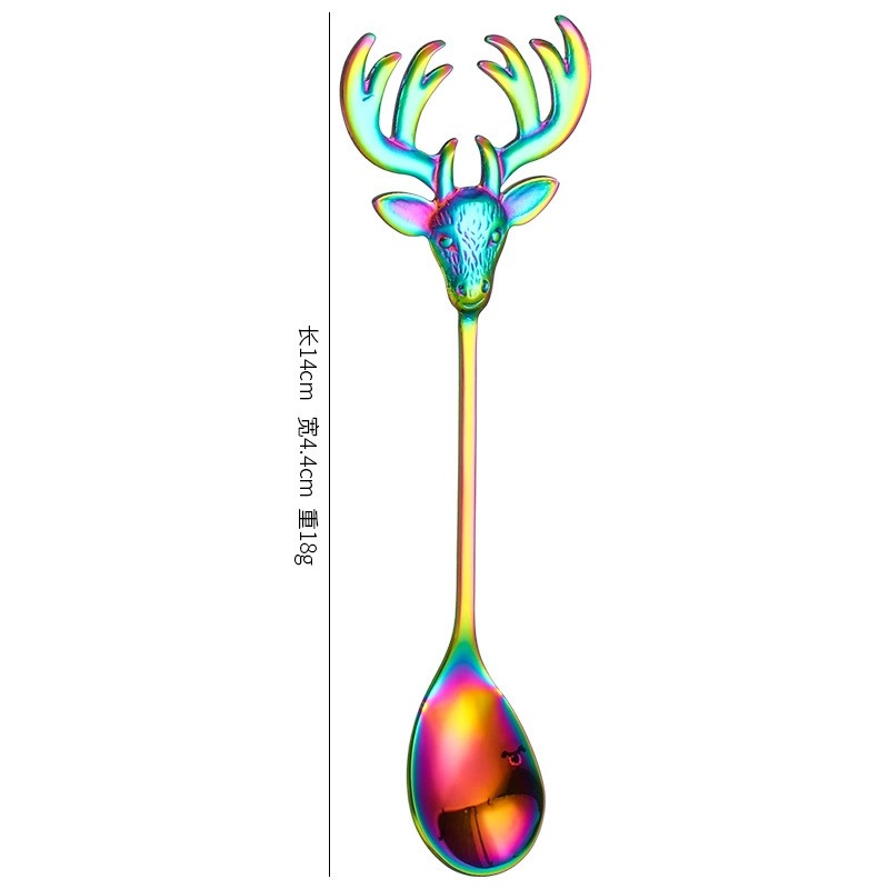 Gold Long Handle Bar Stirring Spoon, European 304 Stainless Steel Deer Head Spoon Fork - Image 10
