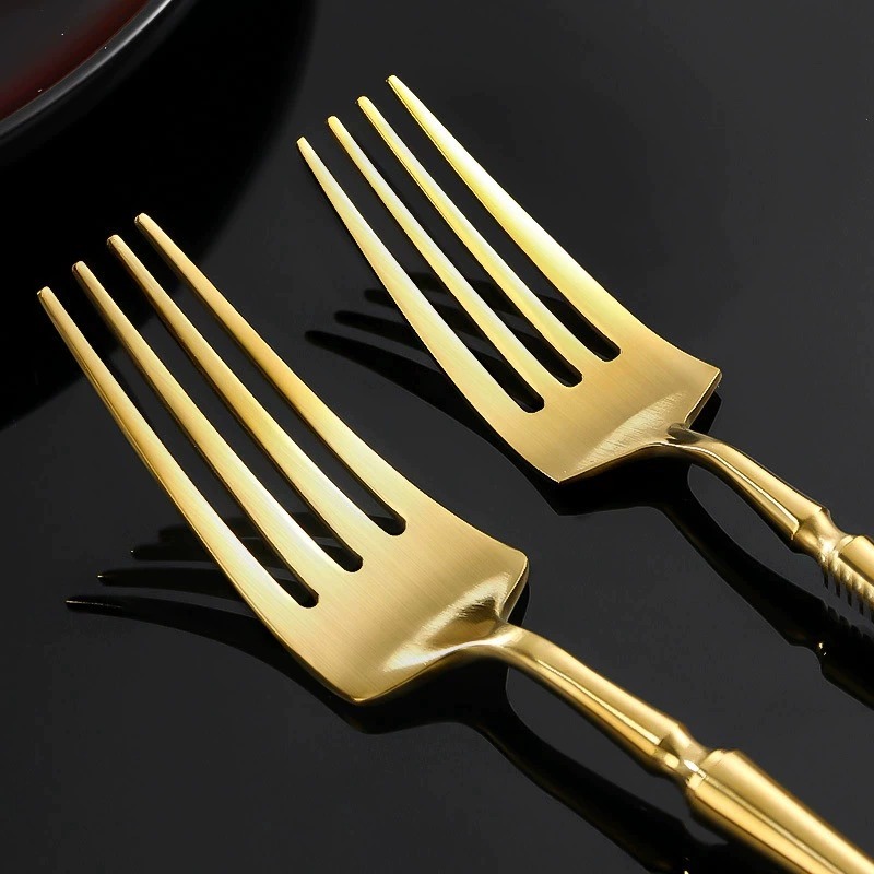 304 Stainless Steel Waist-Shaped Cutlery Set, Luxury Retro Gold Steak Forks & Spoons, Tableware for Restaurants & Hotels - Image 4