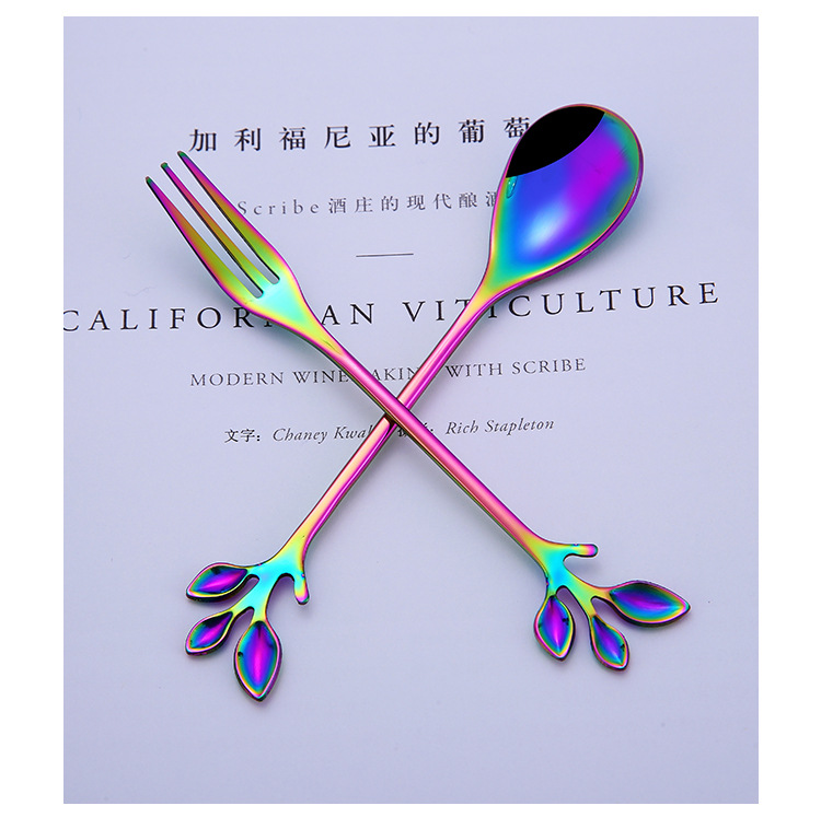 Leaf Branch Stainless Steel Coffee Honey Spoon Fruit Fork, Creative Wedding Souvenir Gift Utensils - Image 10