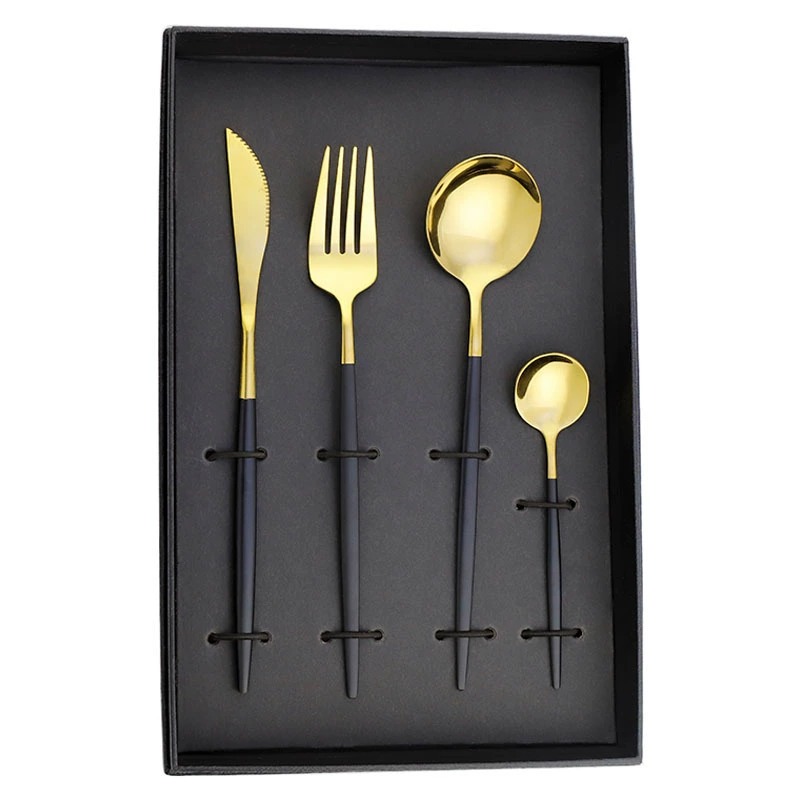 Colorful 304 Portugal Stainless Steel Cutlery 4Pcs Box Set, Western Dessert Knife Fork Spoon with Storage Box - Image 8