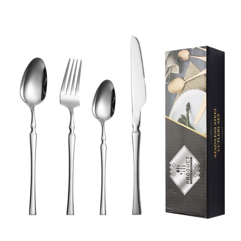24Pcs Slim Waist Stainless Steel Steak Cutlery Gift Set, Creative Western Knife Fork Spoon for Hotelv - Image 5