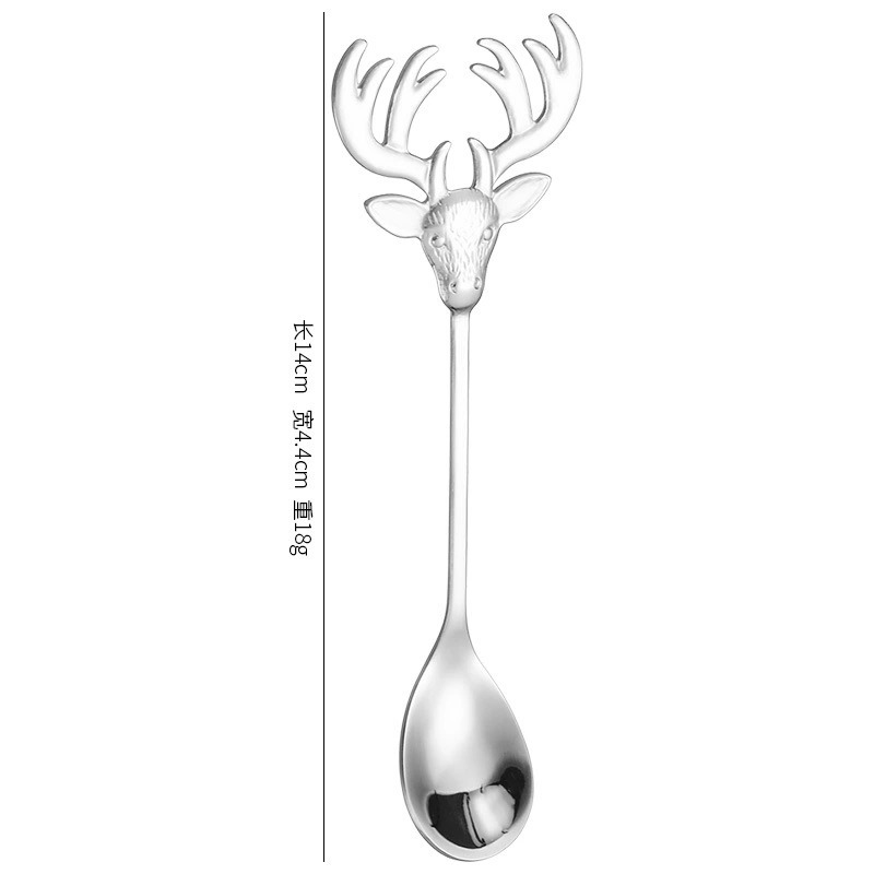 Gold Long Handle Bar Stirring Spoon, European 304 Stainless Steel Deer Head Spoon Fork - Image 7
