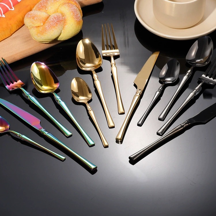 5Pcs European Slim Waist Stainless Steel Steak Cutlery Set, Western Dinner Knife Fork Spoon for Hotel - Image 2