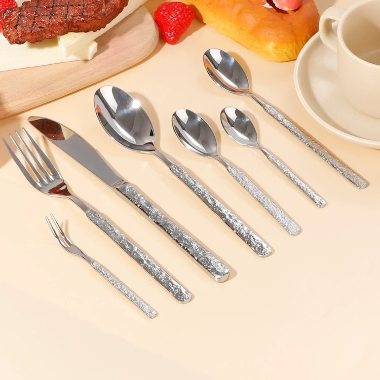 Stone Pattern 430 Stainless Steel Cutlery, Decorative Knife Fork Spoon for Home Hotel Western Dining - Image 3