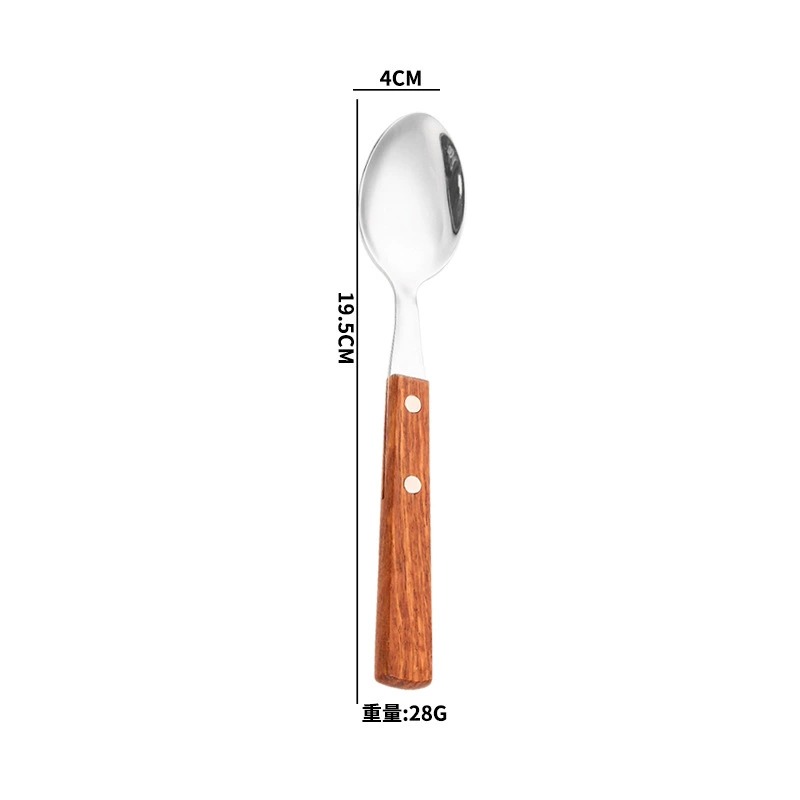 Custom 304 Stainless Steel Cutlery Set with Rosewood Handles, Western Hotel Tableware, Steak Knives, Forks, Chopsticks and Dessert Spoons - Image 8
