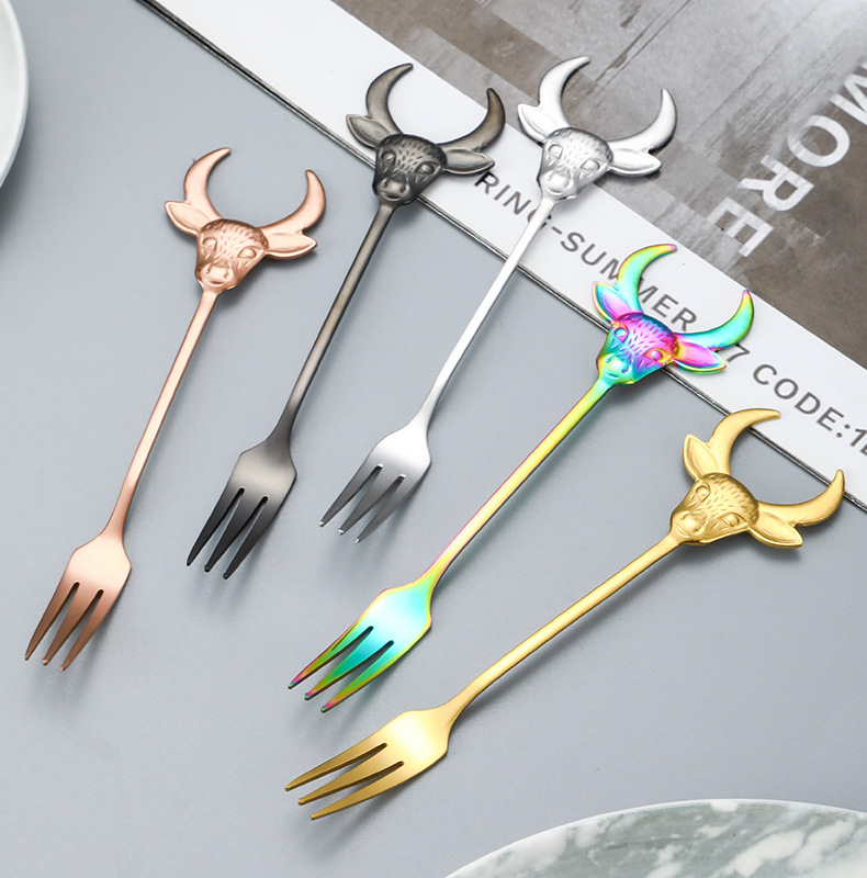 Wholesale Cartoon Cow Head Stainless Steel Stir Spoon, Coffee Milk Powder Spoon for Gift Giveaways - Image 3