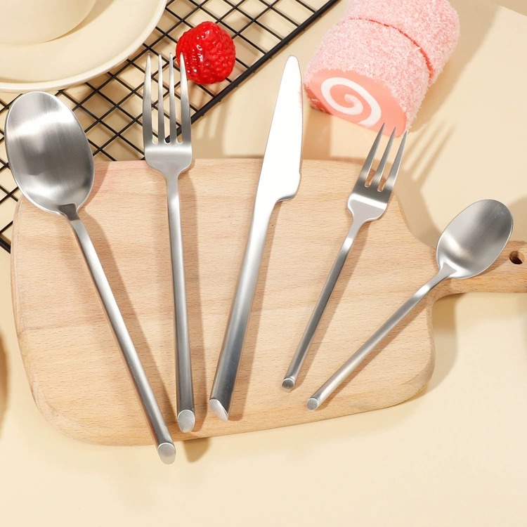 Satin Finish 304 Stainless Steel Steak Knife Fork Spoon Set, Creative Home Western Dessert Cutlery - Image 3