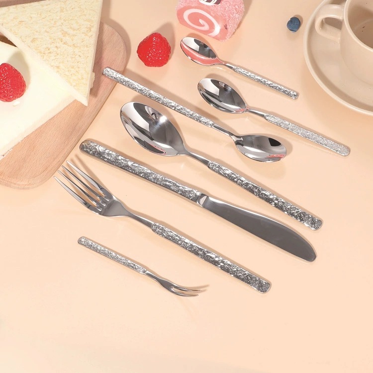 Stone Pattern 430 Stainless Steel Cutlery, Decorative Knife Fork Spoon for Home Hotel Western Dining - Image 2