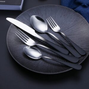 1010 Stainless Steel Titanium Gold Plated Cutlery Set, Hotel Western Tableware, Steak Knives, Forks, Dinner Spoons and Soup Spoons