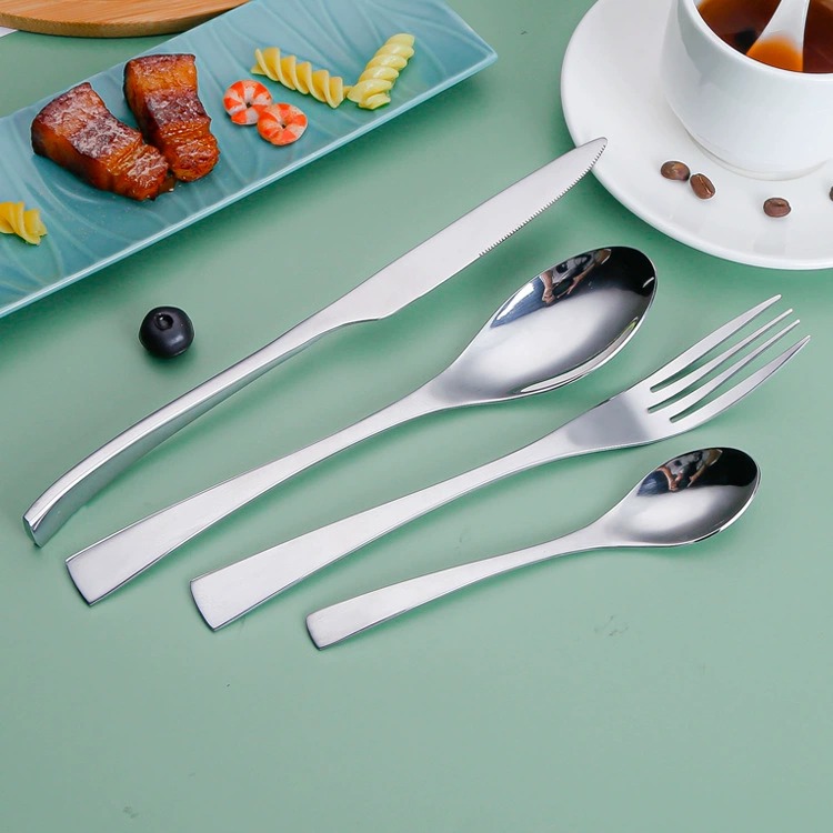 Duke Series Mirror Polished Stainless Steel Western Cutlery, Fish Tail Shape Steak Knives, Forks and Spoons - Image 2