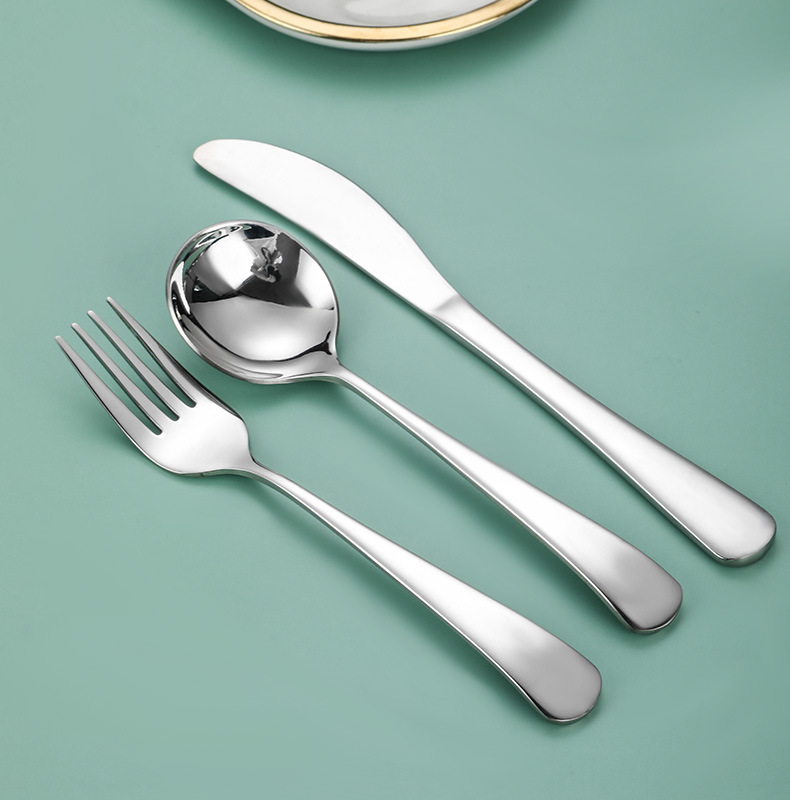 304 Stainless Steel Viral Round Spoon Set, Titanium Gold Coated Dessert Soup Knife Fork Spoon - Image 13