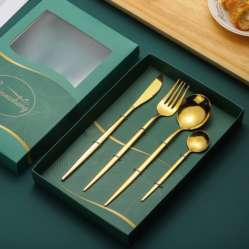 4Pcs Black Gold Titanium Coated 304 Stainless Steel Portugal Steak Cutlery Set, Western Knife Fork Spoon - Image 11